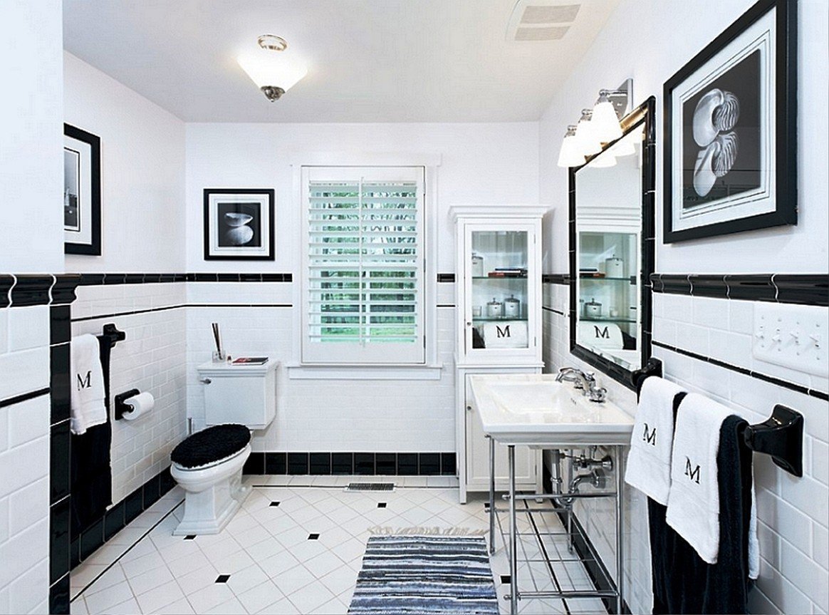 Черно-белая ванная комната – дизайн, фото
