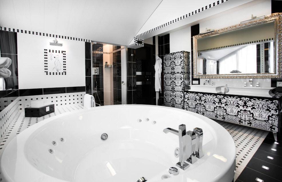 Черно-белая ванная комната: 50+ фото, идеи стильного дизайна