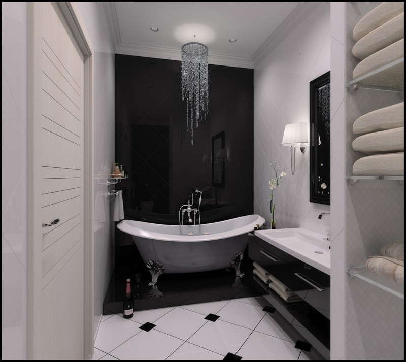 Черно-белая ванная комната: выбор отделки, сантехники, мебели, оформление туалета