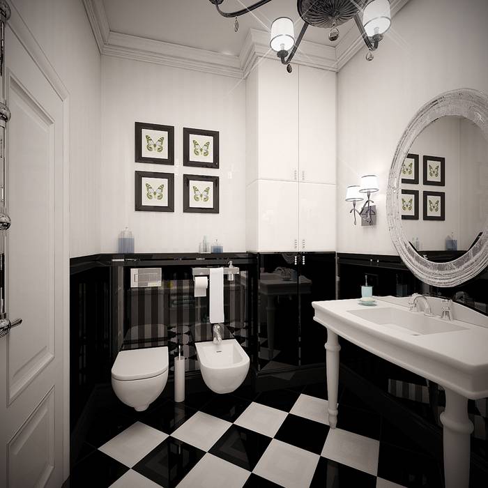 Черно белая ванная комната - фото обзор и советы экспертов
