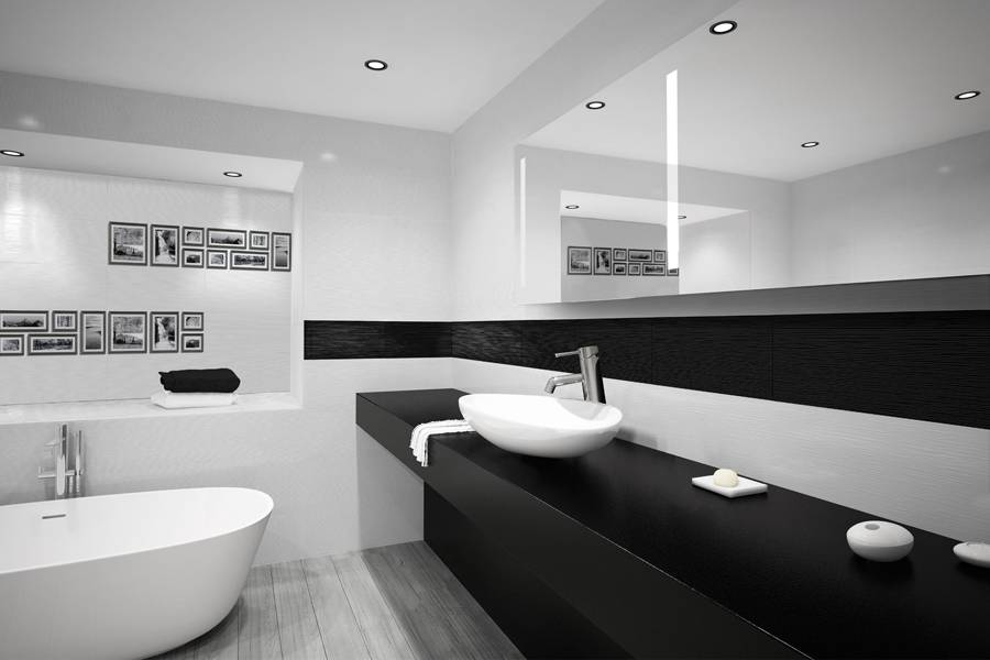 Дизайн черно-белой ванны: основы и важные нюансы